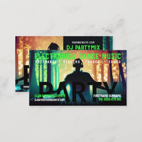DJ Dance Party Forest Rave Business Card