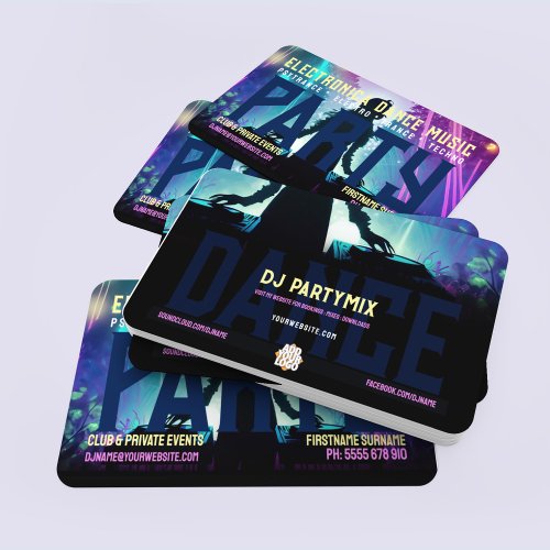DJ Dance Party Forest Rave Twin Decks Business Card