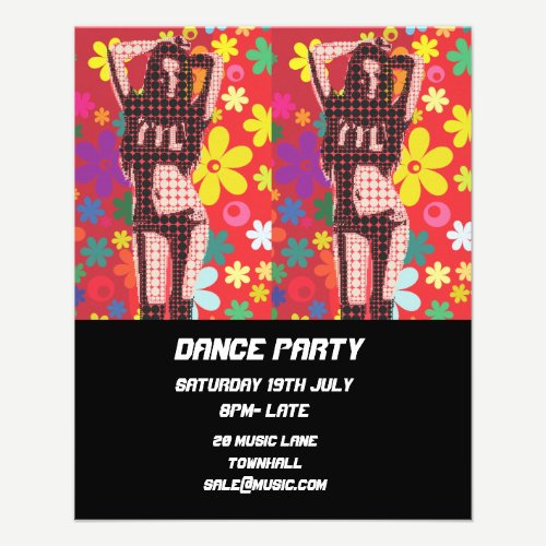 DJ Dance Party Nightclub disco retro Flyer