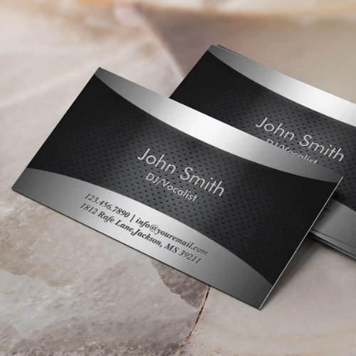 DJ Deejay Cool Black Carbon Modern Metal Business Card