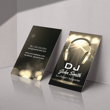 Dj Deejay Modern Gold Musical Business Card by cardfactory at Zazzle