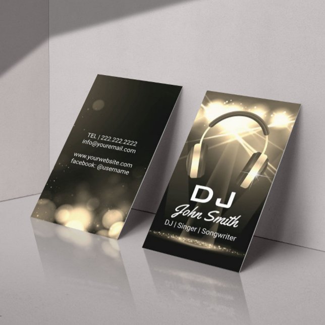 DJ Deejay Modern Gold Musical Business Card (Creator Uploaded)