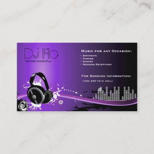 DJ _ deejay music coordinator Business Card