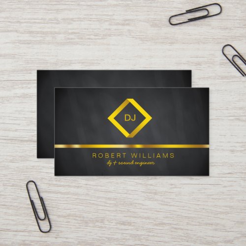 DJ Deejay Professional Gold Faux Music Business Card