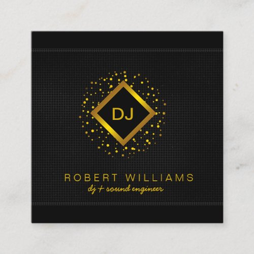 DJ Deejay Professional Gold Faux Music Teacher Square Business Card