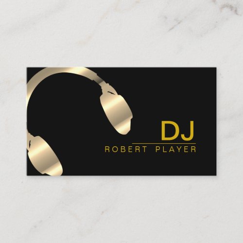 DJ Deejay Professional Headphone Gold Faux Music Business Card