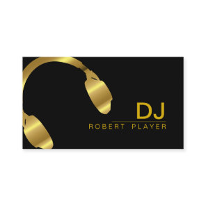DJ Deejay Professional Headphone Gold Music Business Card