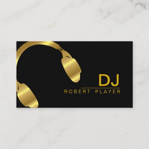 DJ Deejay Professional Headphone Gold Music Business Card