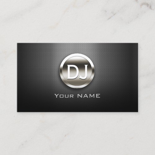 DJ Deejay Steel Monogram Modern Metal Business Card