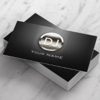 DJ Deejay Steel Monogram Modern Metal Business Card