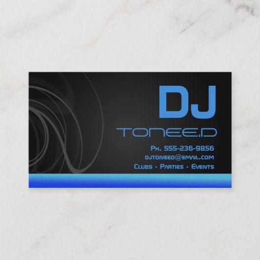 Customizable DJ Disc Jockey Business Cards Blue
