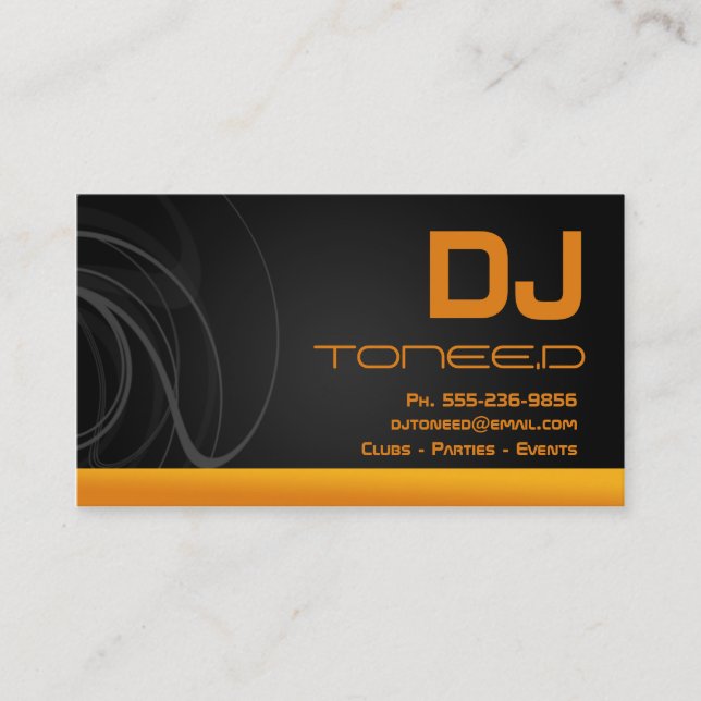 DJ Disc Jockey Business Cards Orange (Front)