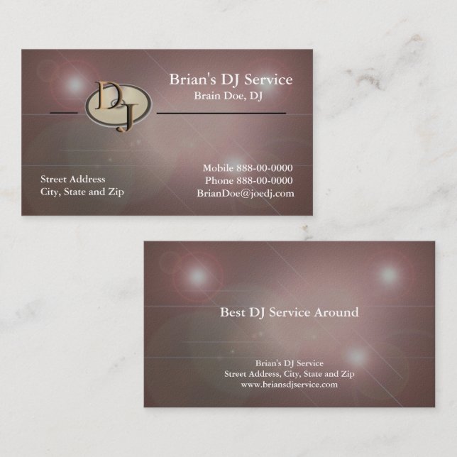 DJ Disc Jockey DeeJay Business Card (Front/Back)