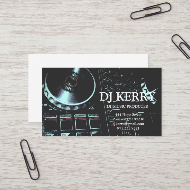 DJ Disc Jockey Electronic Business Card (Front/Back In Situ)