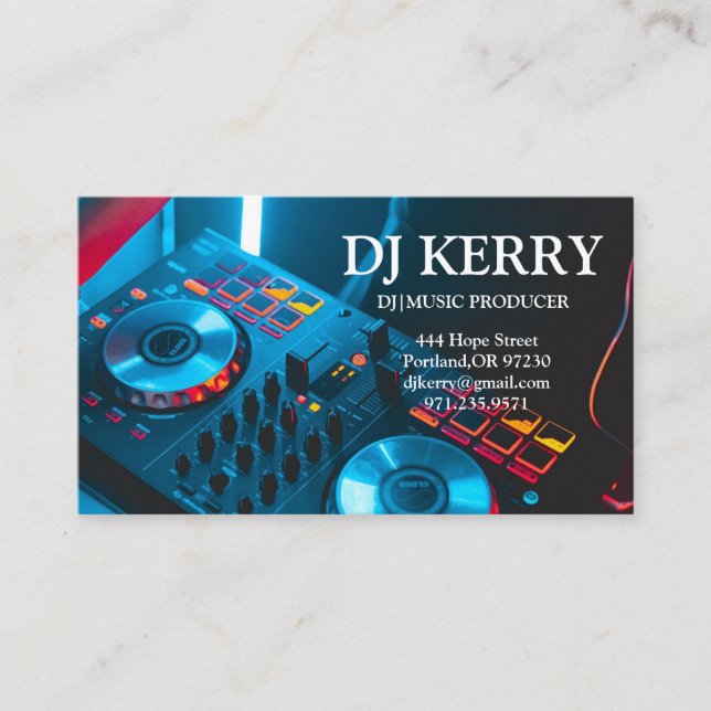 DJ Disc Jockey Electronic Business Card (Front)