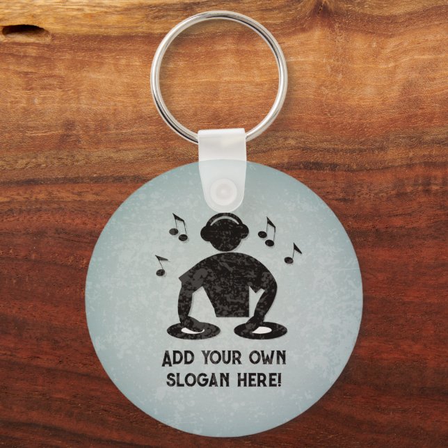 DJ - Disc Jockey - Sound Guy with your custom text Keychain (Front)