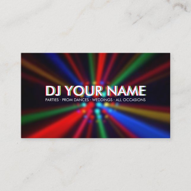 DJ Disco Beams Lights business card (Front)