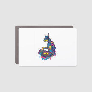 DJ Doberman – Club Vibe Party Dog Car Magnet