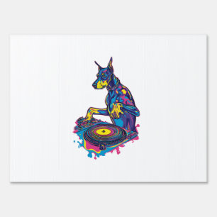 DJ Doberman � Club Vibe Party Dog Sign