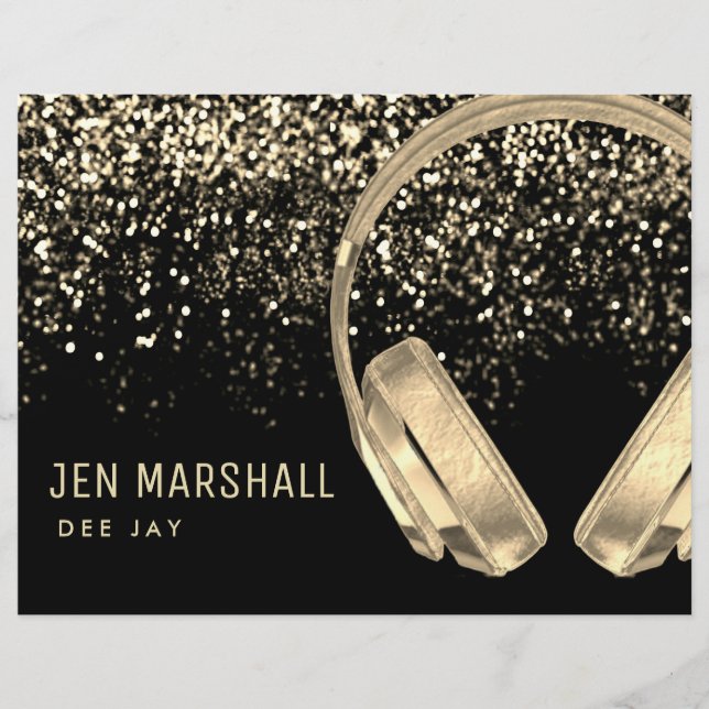 DJ faux gold foil effect music Flyer (Front)