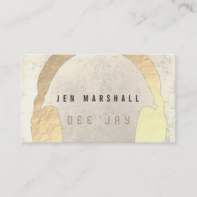 DJ faux gold headphones Business Card (Front)