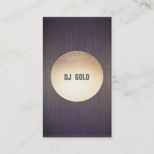 Customizable DJ Faux Gold Leaf Circle Wood Business Card