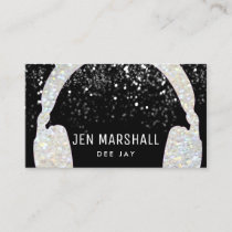DJ faux sparkle music headphones Business Card