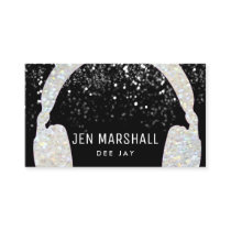 DJ faux sparkle music headphones Business Card