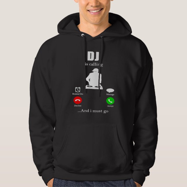 DJ  for Disc Jockey Synthesizer Electro Club Beats Hoodie (Front)