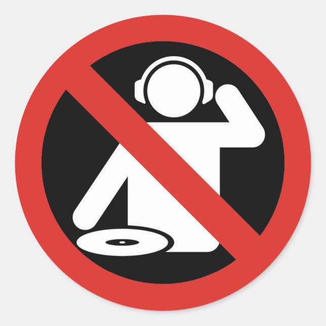 DJ free zone Classic Round Sticker (Front)