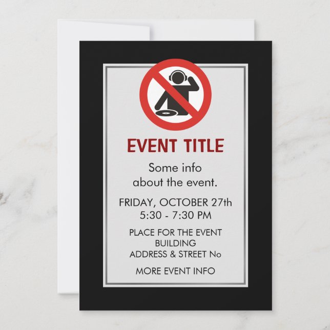 DJ Free Zone Invitation (Back)