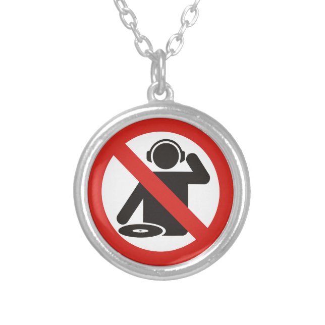 DJ free zone Silver Plated Necklace (Front)