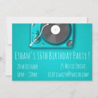 Dj Funky Cool Retro Teenage Boys Birthday Party Invitation | Zazzle