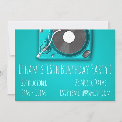 DJ funky cool retro teenage boys birthday party Invitation