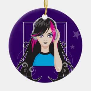 DJ Girl Ceramic Ornament