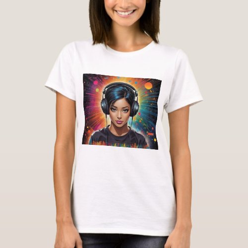 DJ Girl Colorful T_Shirt