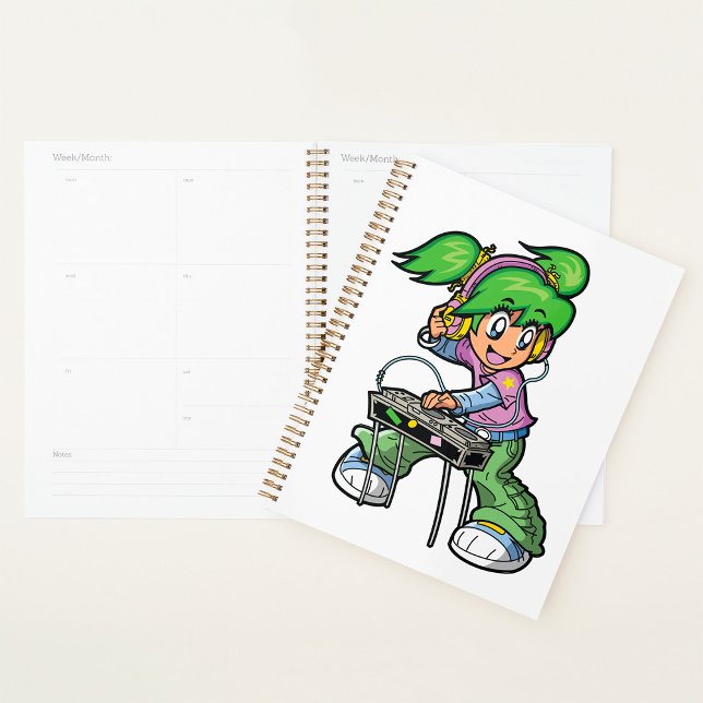 DJ Girl with Green Hair and Headphones  Planner (Creator Uploaded)