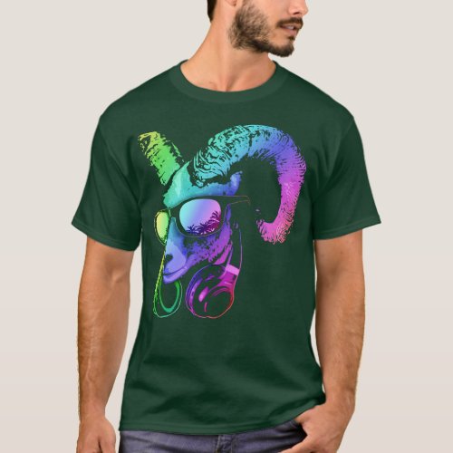 DJ GOAT Cool and Funny Music Animal with Headphone T_Shirt