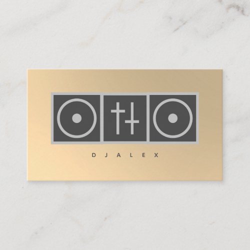 DJ Gold Faux Turntable Mixer Business Card