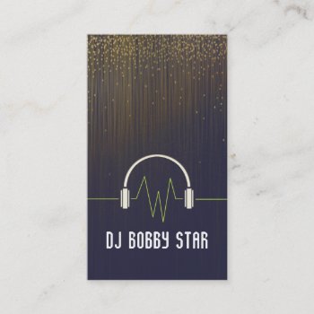 Dj Gold Glitter Music Headphones Icon Business Card by johan555 at Zazzle