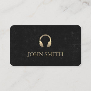 DJ Gold Headphones Blackboard Music Business Card