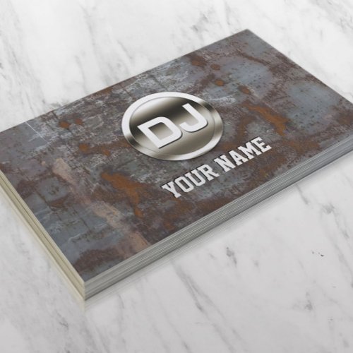 DJ Grunge Metal Monogram Cool Business Card