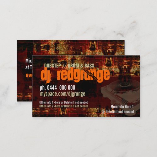Dj Grunge Turntable Business card