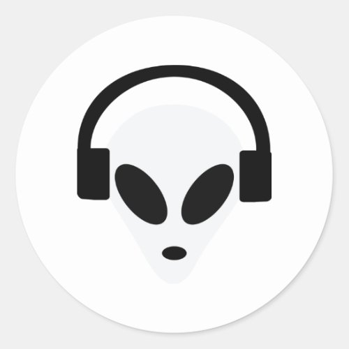 dj headphone alien area 51 classic round sticker