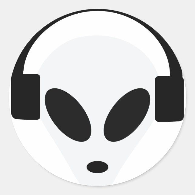 dj headphone alien area 51 classic round sticker (Front)