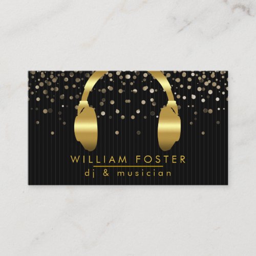 DJ Headphone Gold Sound Engineer Music Business Card