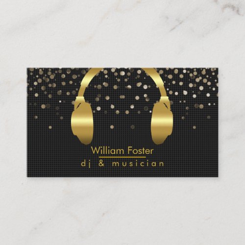 DJ Headphone Gold Sound Engineer Musician Business Card