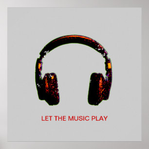 dj headphone music for walls poster
