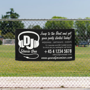 DJ headphones black white promotional Banner