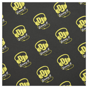 DJ headphones custom named yellow white fabric